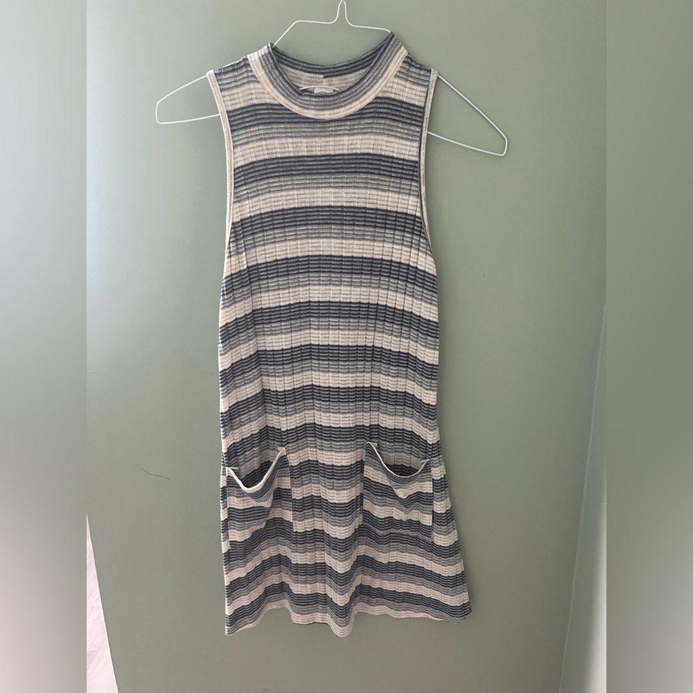 Paper Crane Knit Dress in Cream, Blue. and Gray